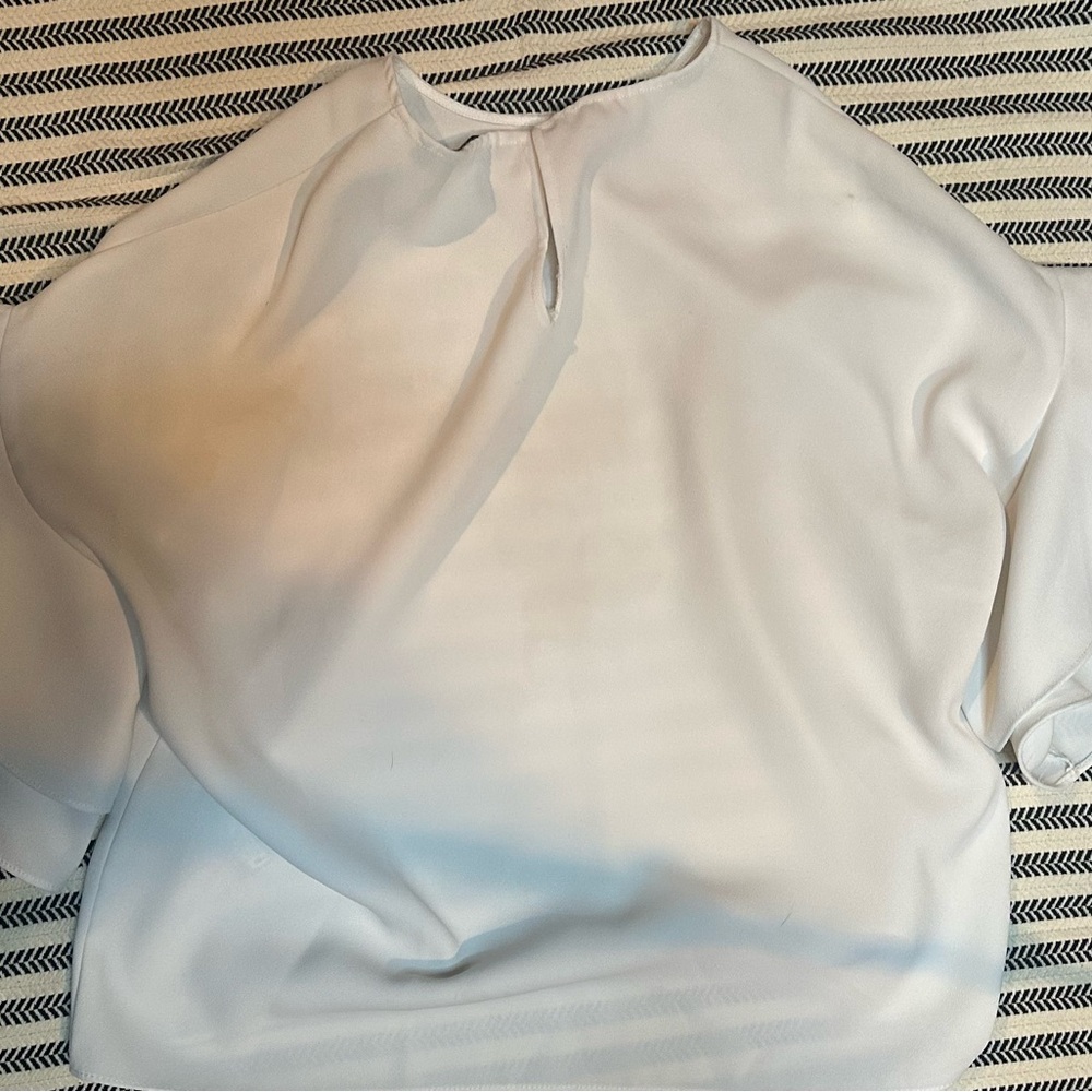 Zara White Ruffle Sleeve Blouse - Picture 4 of 5